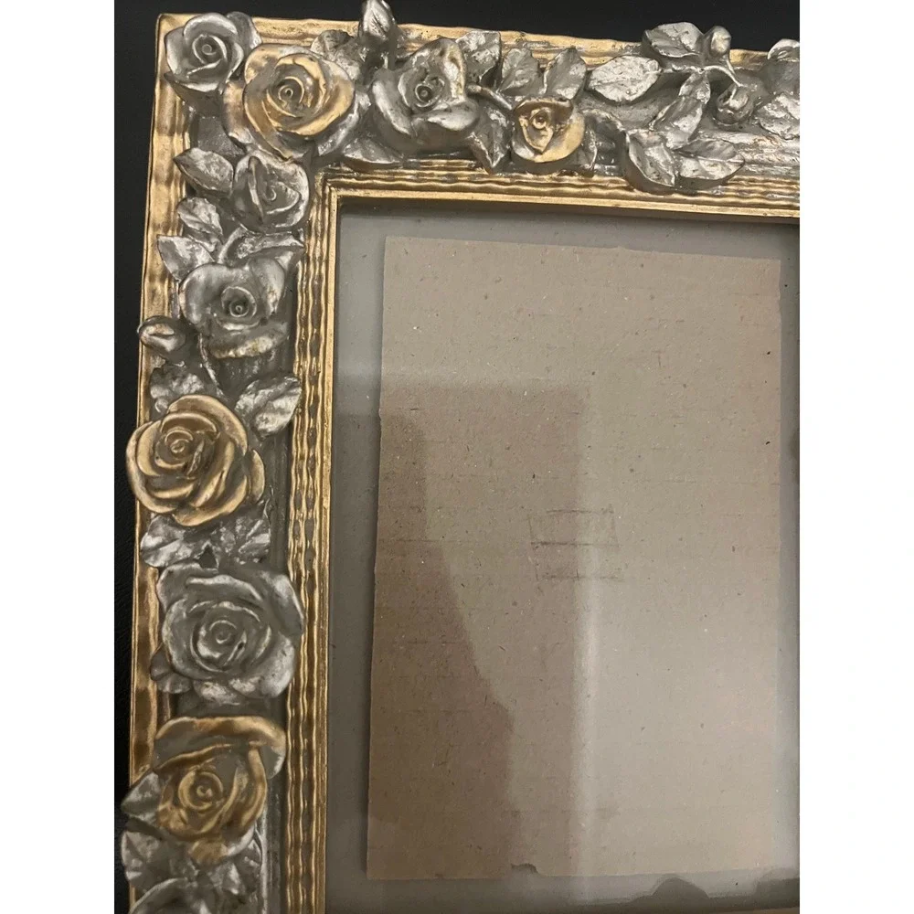 Rose Picture Frame Unisex 5x7 Gold Silver Excellent Floral Ornate